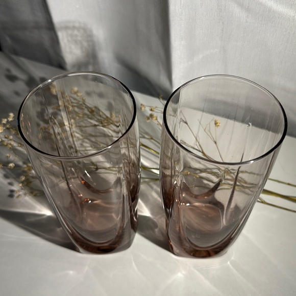 Vintage MCM Libbey Glass Set of 4 • Draped Drinking Glasses & Wine Glasses - Picture 9 of 16